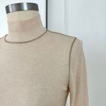 Madewell Semi sheer Mock Neck Tee Long Sleeve Top Beige Essential Basic Women Photo 9