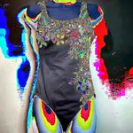 NEW WOMEN'S ROXANNE ONE PIECE BLACK/RED/BONE/GREEN LINED FRONT SWIMSUITE Black Size 14 Photo 1