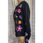 Michael Simon Lite Black Floral Embroidery Cotton Long Sleeve Cardigan Size 1X Photo 13