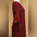 Karl Lagerfeld  Paris Burgundy Shift Dress, W/Crochet Bell Sleeve Sz. 6 NWT! Photo 2