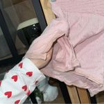 Free People Intimately  blush pink shorts lounge pajamas smocked striped mini Photo 7