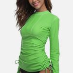 Athleta Swim XS Tidal Long Sleeve ZipUp Ruched Rash Guard Coverup Dress Green Photo 3