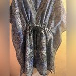 Blue Floral Swim Coverup colorful blue grey drawstring summer resortwear beach Size undefined Photo 3