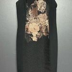 NWOT Teri Jon Rickie Freeman Mesh Floral Metallic Panel Sheath Dress 6 Black Photo 0