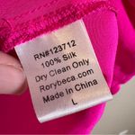 Rory Beca  Hot Pink Silk 3/4 Sleeve Blouse Womens L Barbie Core Boho Roll Tab Photo 5