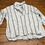 ZARA  Striped V Neck Long Sleeve Tunic Shirt Women M White Navy Blue Photo 0