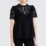 Levi's Levi’s Ivy Lace Overlay Black Short Sleeve Top Photo 0