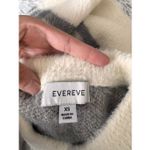 Evereve Plaid Fuzzy Knit Sweater XS Gray Cream Soft Warm Cozy Photo 6