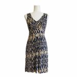 Loft  Dress Purple Tan Ikat Print Sleeveless Stretch Jersey Knit Dress XXS NEW Photo 10