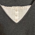 Denim & Co . Long Grey Sleeve Flatback Rib Knit Duet Tunic Size Large Photo 3