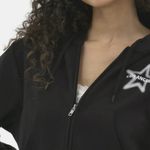 No Boundaries  Star Graphic Cropped Zip Up Hoodie Black Women's Photo 4