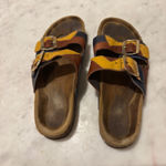 NAOT Women's Leather Sandals Multicolor Buckle Cork Footbed Slide Size 39 Brown Photo 1