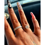 Boutique NEW 14k Gold Plated S925 Triple Row Eternity Diamond Wedding Ring, Size 7.5‎ Photo 14