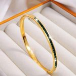 Women Stylish Design Stainless Steel Single Row Drill Bracelet Gold Photo 1