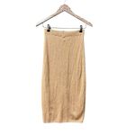 Free People  Skyline Midi Skirt Beige Rib Knit Sweater Pull On Camel Tan Small S Photo 5