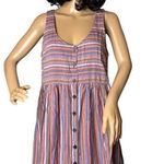 Madewell Scoopneck Tank Shirt Dress in Rainbow Stripe button down cotton size M Photo 0