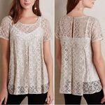 Anthropologie Akemi & Kim Metallic Lace Blouse Size Small Short Sleeve Photo 1