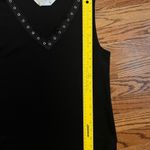 Misook Black Sleeveless V-Neck Tunic Top w/ Grommet Detail | Size Small Photo 3