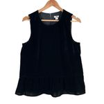J.Crew Drapey Black Velvet‎ Peplum Sleeveless Tank Top, Size 8 Photo 1