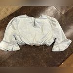 We Wore What  Cropped Denim Top Flare Sleeve Photo 5