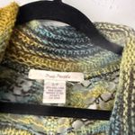 Free People Wool Blend Knit Cardigan Open Front S/P Green Yellow Boho Layer Photo 4