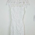 SheIn Women White Lace Bodycon Mini Dress Size Small Open Back Short Sleeve 33.5 Photo 0