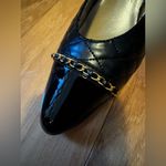 Carriage Court Black Quilted Heels with Gold Chain Size 5 Photo 4