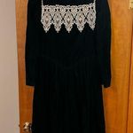 Jessica McClintock Dark Green Velvet Prairie Retro Prom Vintage Dress Size 13 Photo 0