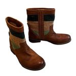 Seychelles  Cowboy Leather and Woven Fabric Boots, Sz 10 Photo 0