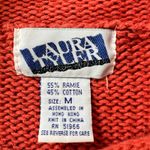 Laura Ashley Vintage 80s Laura Tyler Cable Knit Sweater Medium Red Orange Ramie Cotton Knit Photo 2