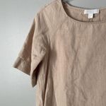 COS  US Size 2 EU 32 Tan Short Sleeve Cotton Linen Blend Dress Photo 1