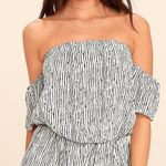 Lulus Black And White Off The Shoulder Romper  Photo 0