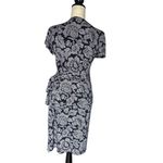 Loft Women's M Navy Blue Floral Wrap Dress Knee Length Casual Photo 2