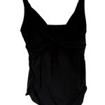 Lands' End black swimsuit top built in bra twist front adjustable women's 16 Photo 0