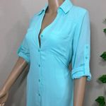 EXPRESS  Teal Aqua Button Down Military Dress Photo 5