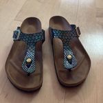 Birkenstock  Gizeh Metallic Crocodile Print Sandals | Women’s Size 41 Photo 1
