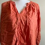 A New Day Women's Orange Linen Long Sleeve Tie-Front Top - Size XS - NWT Photo 3
