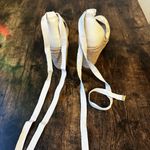 JustFab  Coast to Coast-E Tie Sandal Wedges, Flower / Eyelet, Cream 9 Photo 11