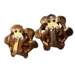 Vintage Gold Tone Ribbon Bow Clip Earrings Photo 4