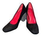 Italina  Women’s Suede Block Heel Rhinestone Embellishments Black Size 7.5 Photo 7