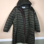 Harvey & Jones Women's Olive Green Nylon Long Line Hooded Puffer Coat Size XXL Photo 8