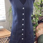 Vintage 60s/70s Evan Picone Navy & White Button Up Vest Mini Dress Blue Size 10 Photo 0