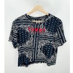 Tommy Jeans Women Cropped Tee Blue Bandana Paisley Print Logo Sz S Festival Photo 7