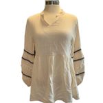 Andthewhy blouse peasant style long sleeve skirted 100% cotton size small NWT Photo 0