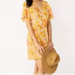 Rewind  Button Front Flutter Sleeve Skater Dress
orange yellow florals Fairy core Photo 1