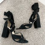 Raye  Sebastian Suede Ankle Wrap Open Toe Tie Heels Revolve in Black Party Size 6 Photo 3