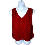 FRNCH Paris Red & Black Polka Dot Sleeveless Blouse NWT M/L – Tie-Back Photo 1
