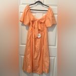 Elegant Peach Midi Dress Orange Size M Photo 2