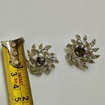 Sarah Coventry smoky crystal flower rhinestone clip on earrings Photo 5