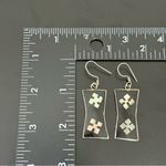 Vintage Alpaca Mexico Mexican Silver Black Enamel Abalone Inlay Dangle Earrings Photo 4